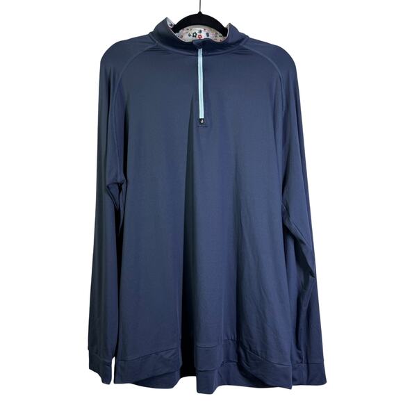SWANNIES Pullover XL Leo Floral Contrast Quarter Zip Golf Navy Stand Collar - Picture 4 of 15
